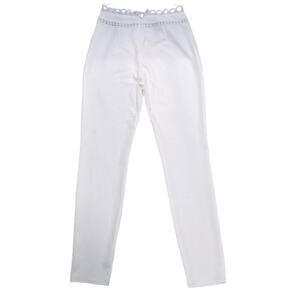 Zorra White Ivory Lace Cutout Cigarette Pants Wedding Bridal Shower Chic Medium